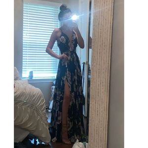 Faviana floral prom dress